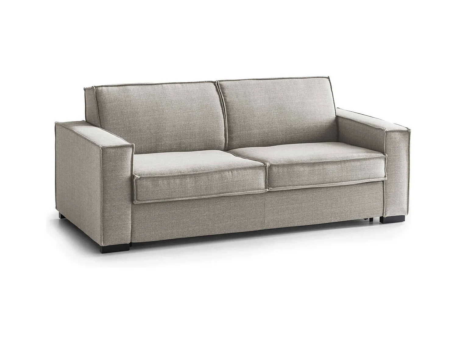 Canapé fixe Daarn, canapé 3 places, 100% Made in Italy, Canapé de salon en tissu, avec accoudoirs fins, Cm 200x95h90, Taupe
