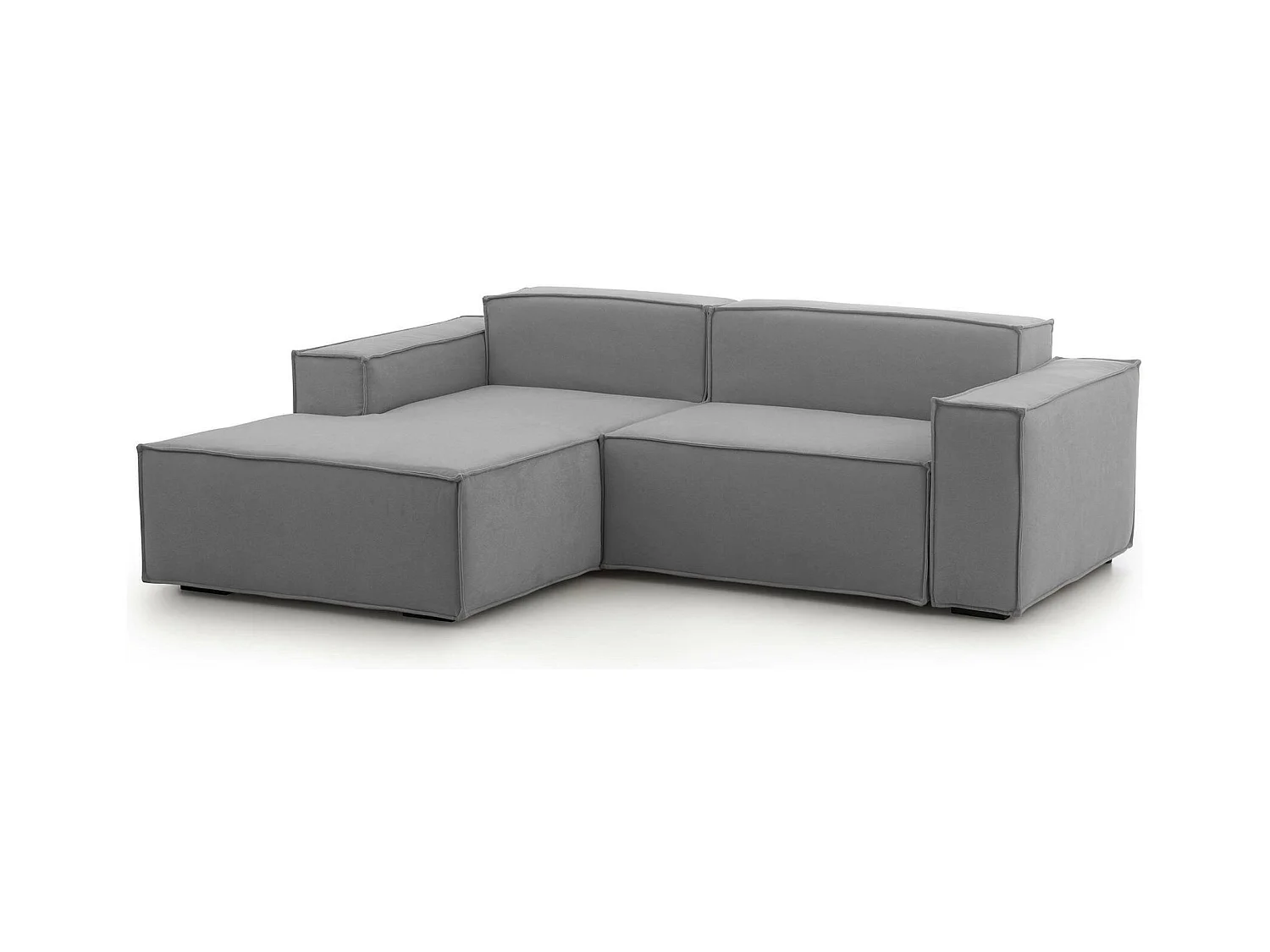 Canapé fixe Dkivil, canapé modulable 2 places avec péninsule gauche, 100% Made in Italy, Canapé moderne en tissu, 220x170h70 cm, Gris