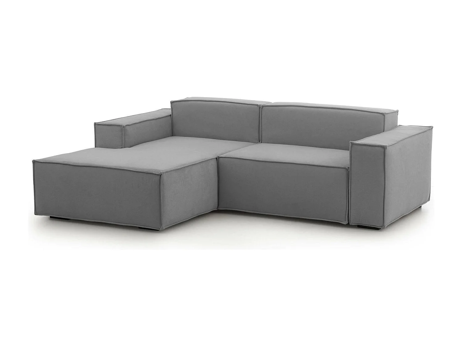 Canapé fixe Dcagnan, Grand canapé modulable 2 places avec péninsule gauche, 100% Made in Italy, Canapé moderne en tissu, 240x170h70 cm, Gris
