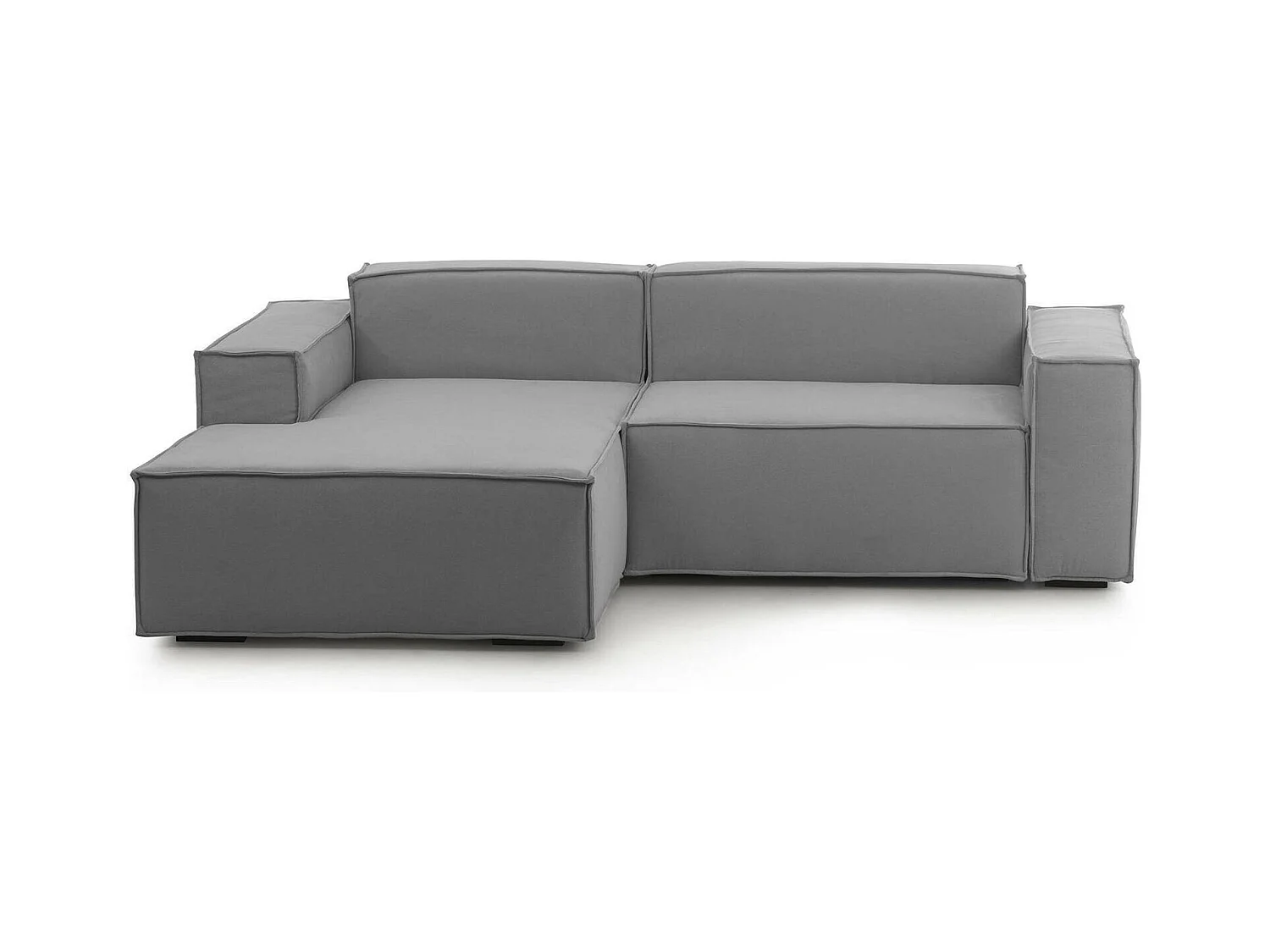 Canapé fixe Dcagnan, Grand canapé modulable 2 places avec péninsule gauche, 100% Made in Italy, Canapé moderne en tissu, 240x170h70 cm, Gris
