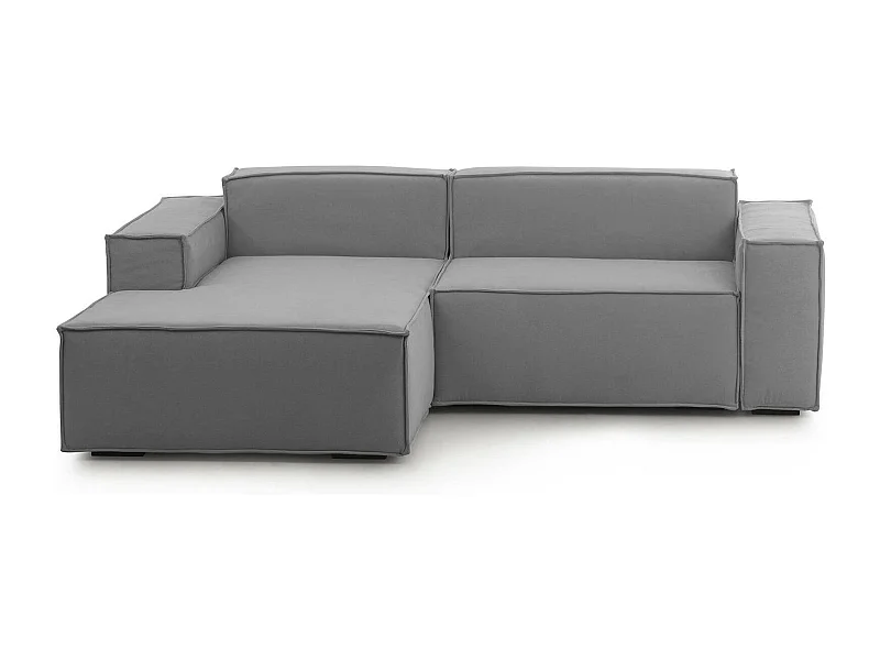 Canapé fixe Dcagnan, Grand canapé modulable 2 places avec péninsule gauche, 100% Made in Italy, Canapé moderne en tissu, 240x170h70 cm, Gris