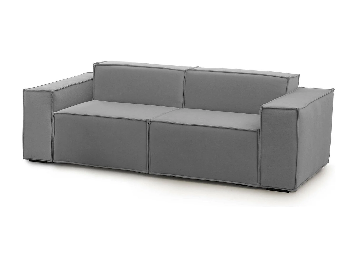 Canapé fixe Dlongh, canapé modulable linéaire 2 places, 100% Made in Italy, Canapé de salon moderne en tissu, 220x95h70 cm, Gris