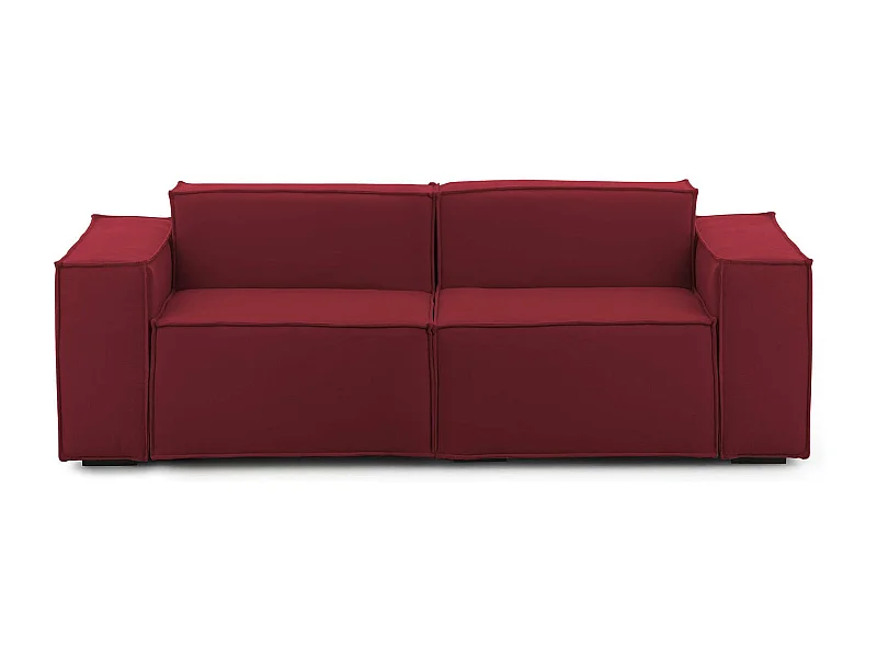 Festes Sofa Dlongh, Lineares modulares 2-Sitzer-Sofa, 100% Made in Italy, Modernes Wohnzimmersofa aus Stoff, Cm 220x95h70, Rot