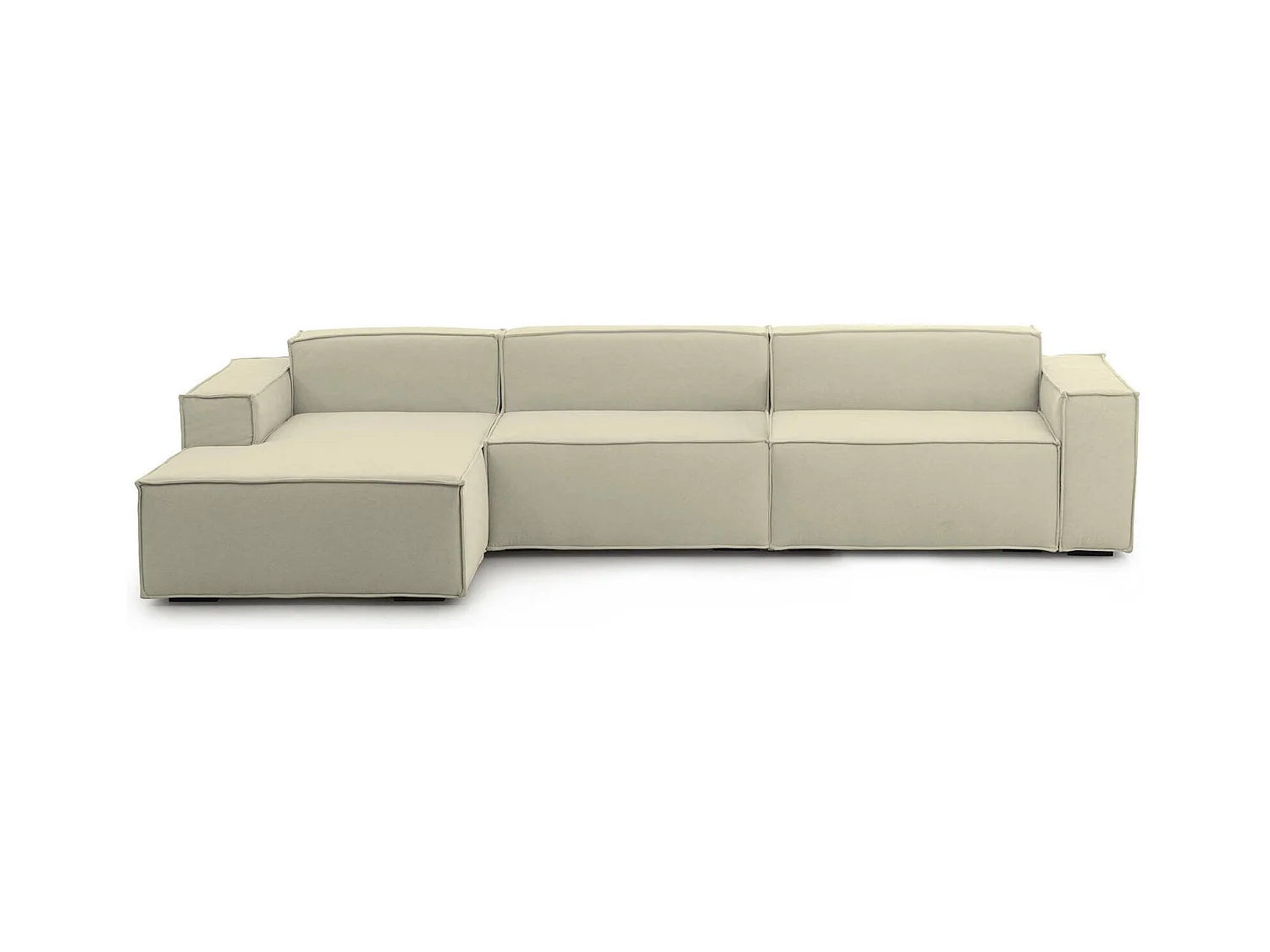 Canapé fixe Dgarzy, canapé modulable 4 places avec péninsule gauche, 100% Made in Italy, Canapé moderne en tissu, 340x170h70 cm, Beige