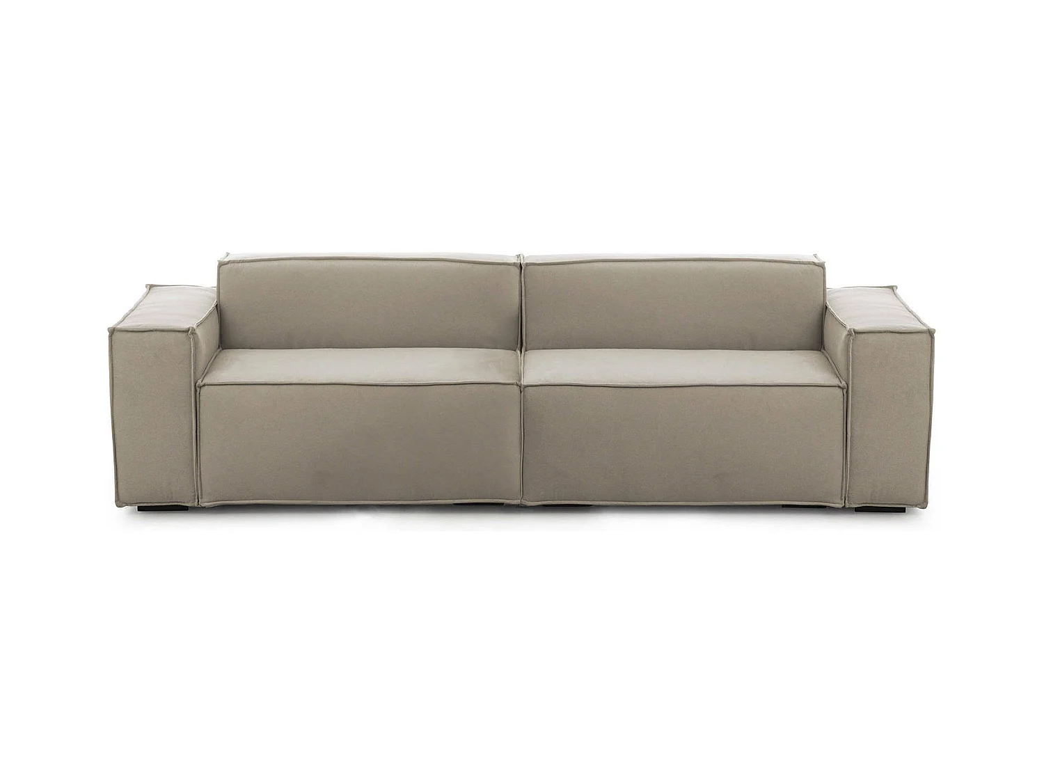Canapé fixe Dmelucc, canapé modulable linéaire 3 places, 100% Made in Italy, Canapé de salon moderne en tissu, 260x95h70 cm, Taupe