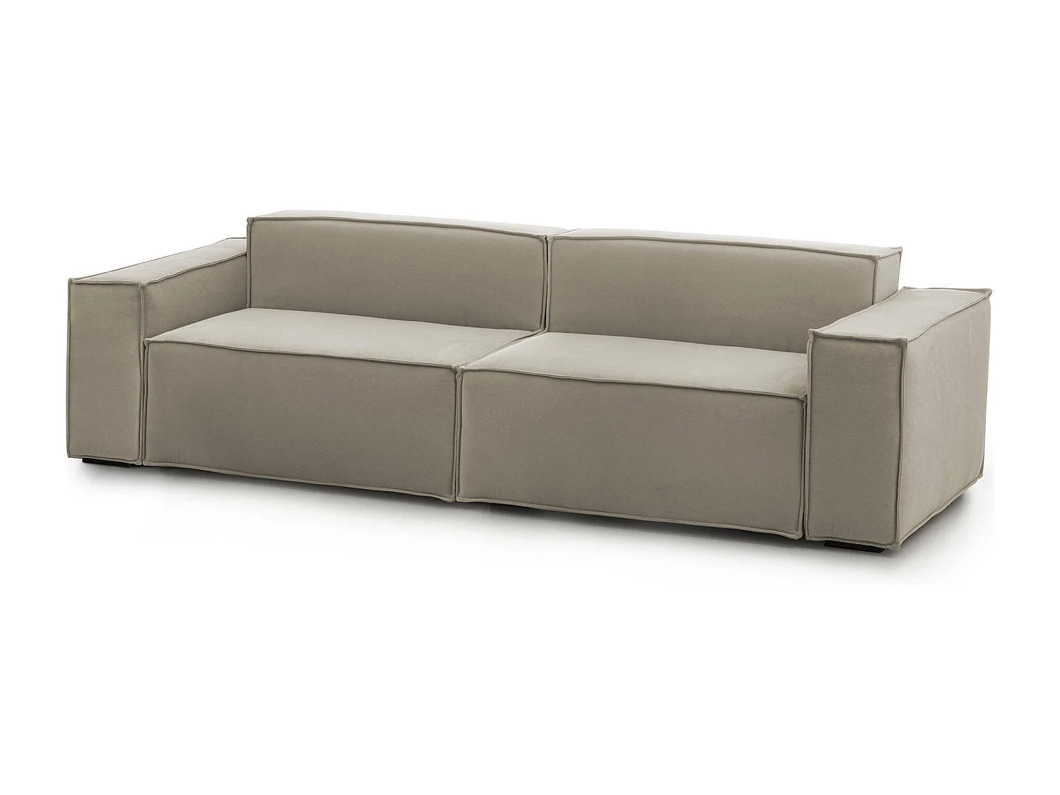 Dmelucc vaste bank, 3-zits lineaire modulaire bank, 100% Made in Italy, Moderne woonkamerbank in stof, 260x95h70 cm, Taupe