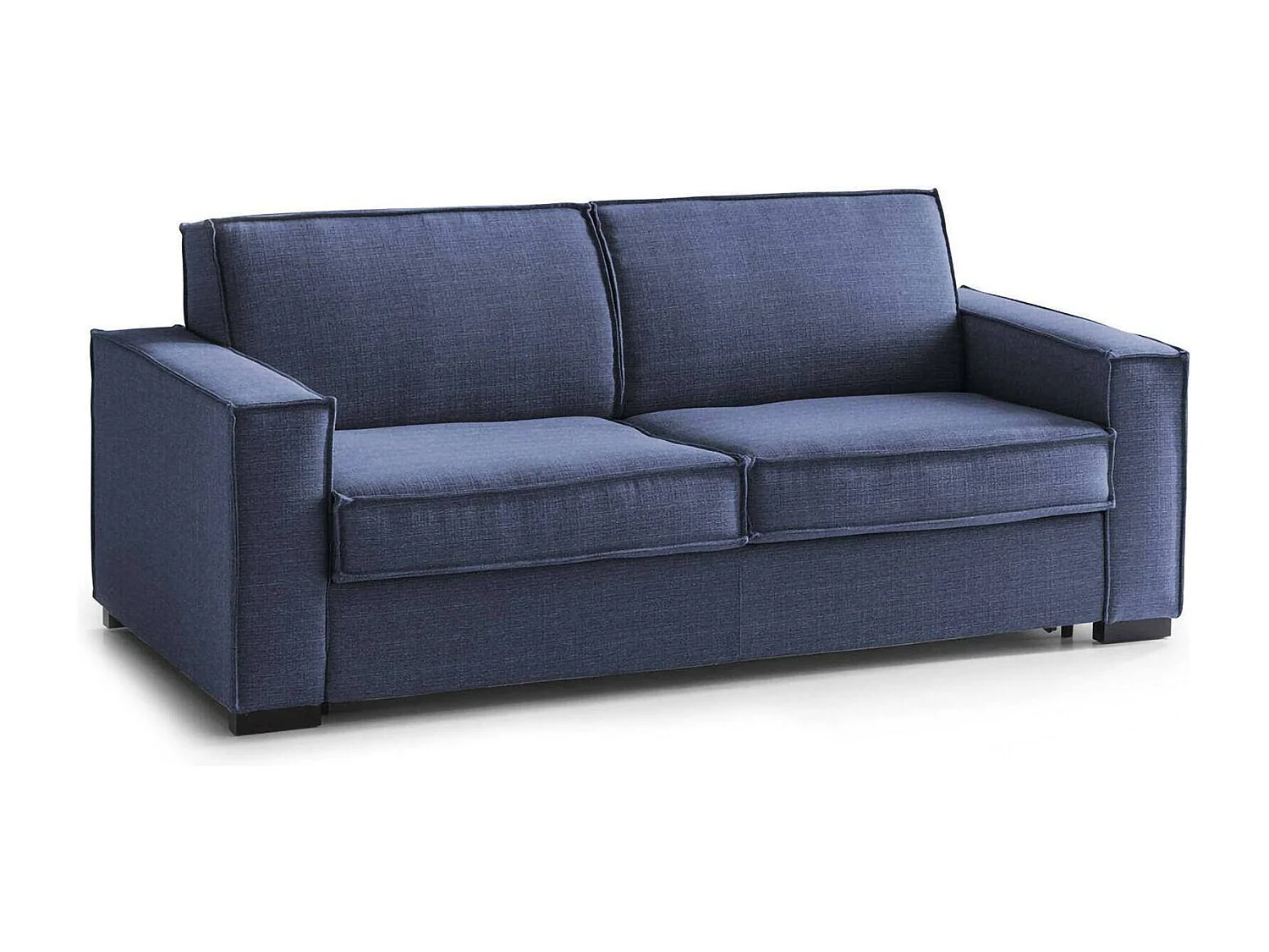 Daalder vaste bank, 2-zitsbank, 100% Made in Italy, Woonkamerbank in stof, met standaard armleuningen, 180x95h90 cm, Blauw