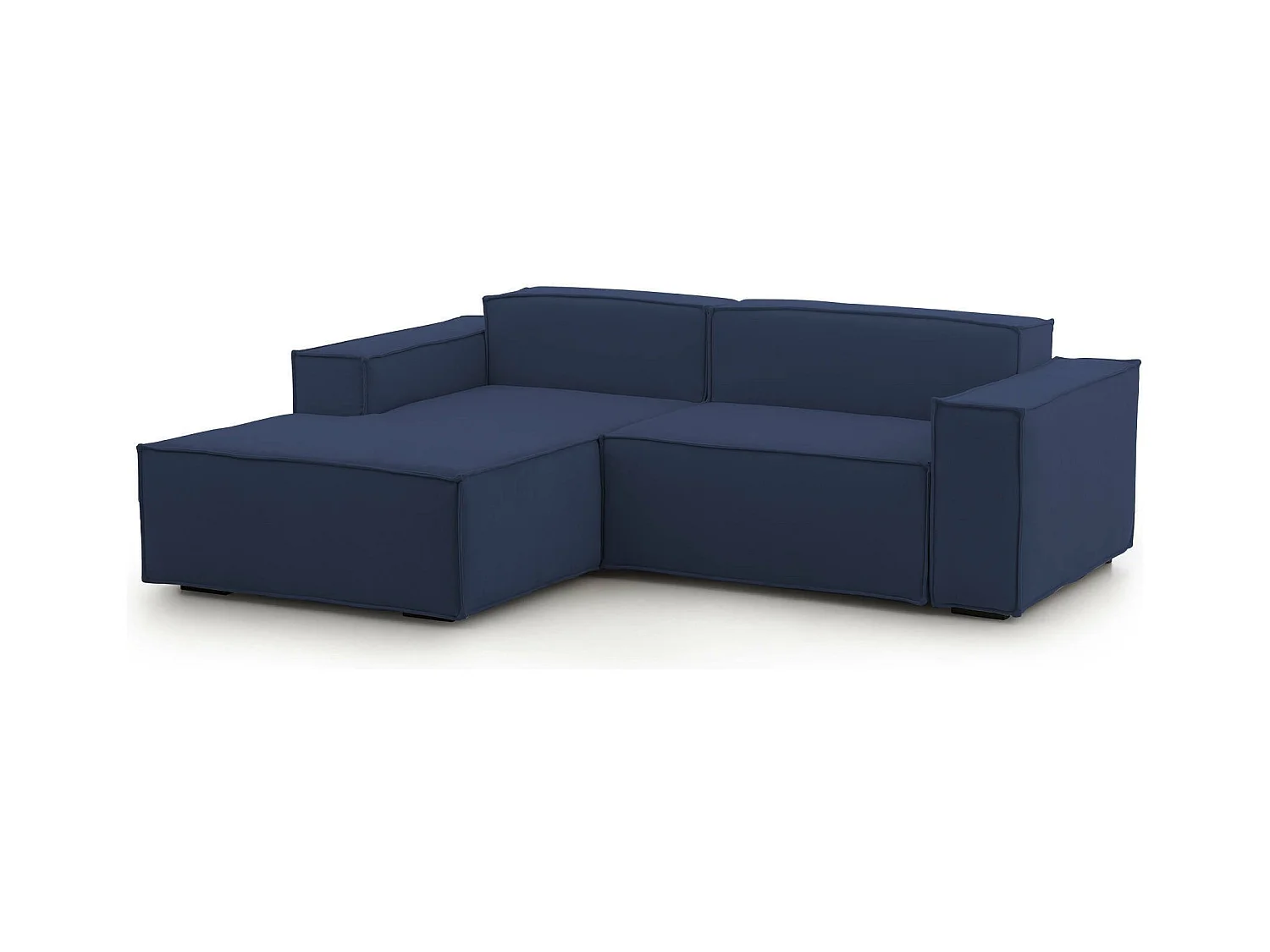 Canapé fixe Dkivil, canapé modulable 2 places avec péninsule gauche, 100% Made in Italy, Canapé moderne en tissu, 220x170h70 cm, Bleu