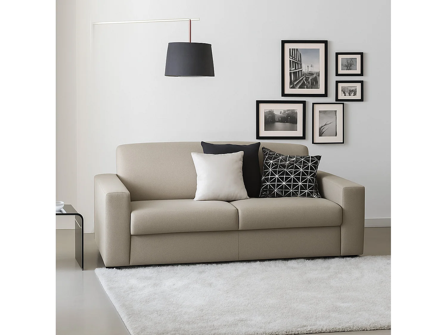 Divano Fisso 3 Posti Larimar, Sfoderabile Made in Italy, 95x200 cm Grigio Tortora