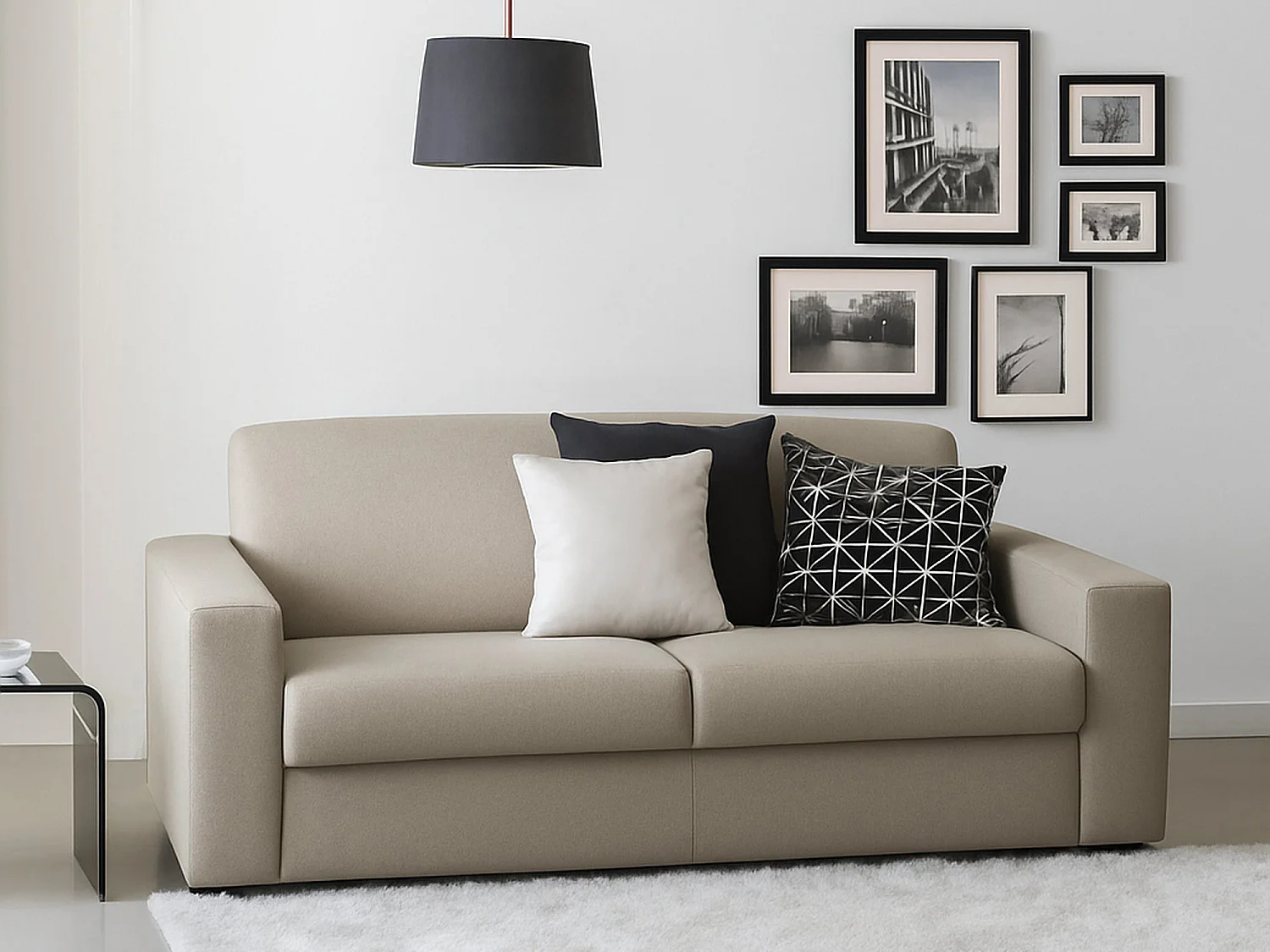 Divano Fisso 3 Posti Larimar, Sfoderabile Made in Italy, 95x200 cm Grigio Tortora