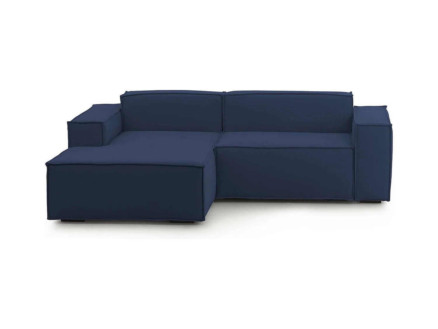 Canapé fixe Dcagnan, Grand canapé modulable 2 places avec péninsule gauche, 100% Made in Italy, Canapé moderne en tissu, 240x170h70 cm, Bleu