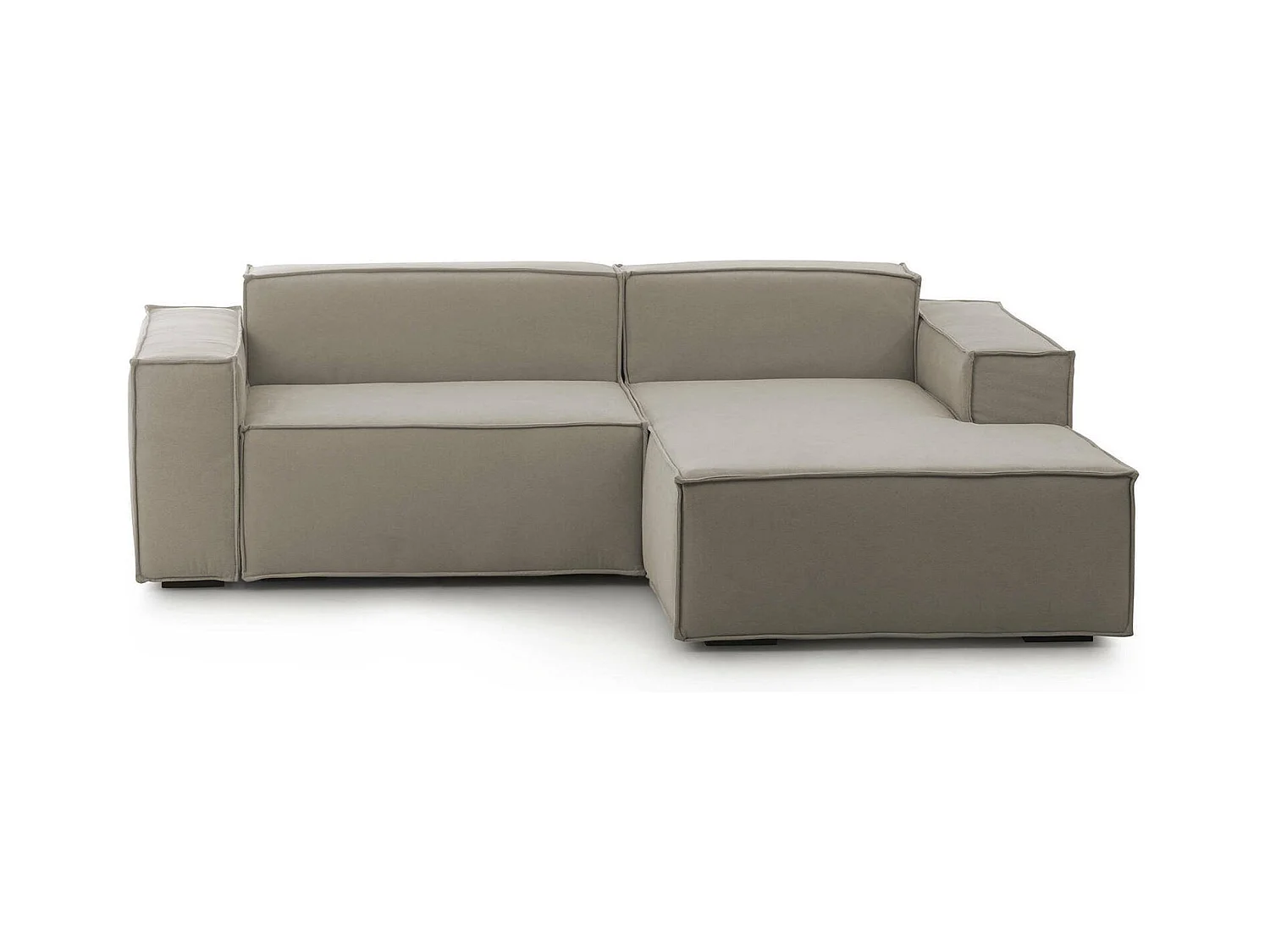 Canapé fixe Dgatta, Grand canapé modulable 2 places avec péninsule droite, 100% Made in Italy, Canapé moderne en tissu, 240x170h70 cm, Taupe