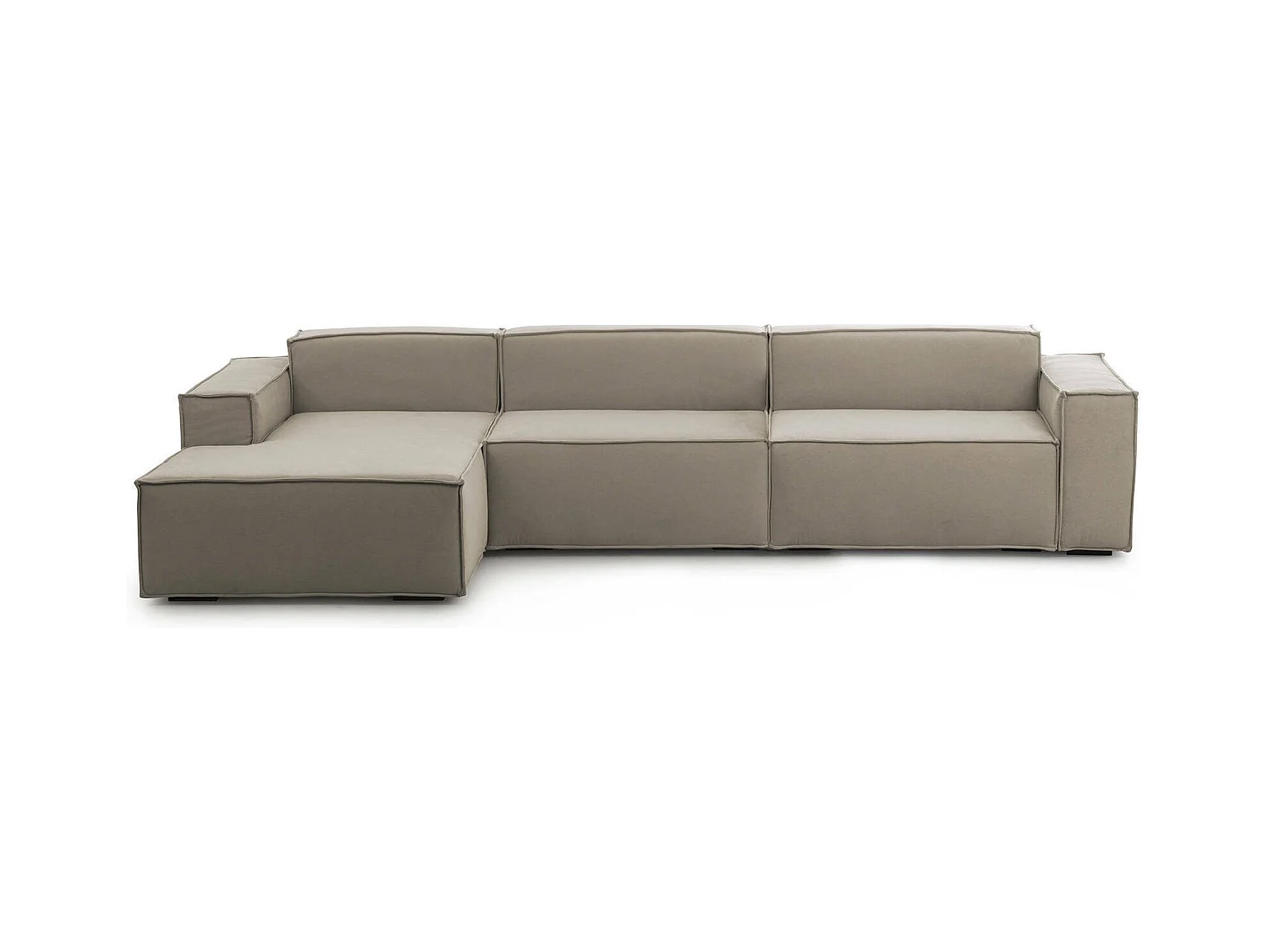Dgarzy vaste bank, 4-zits modulaire bank met linkerschiereiland, 100% Made in Italy, Moderne stoffen bank, 340x170h70 cm, Taupe