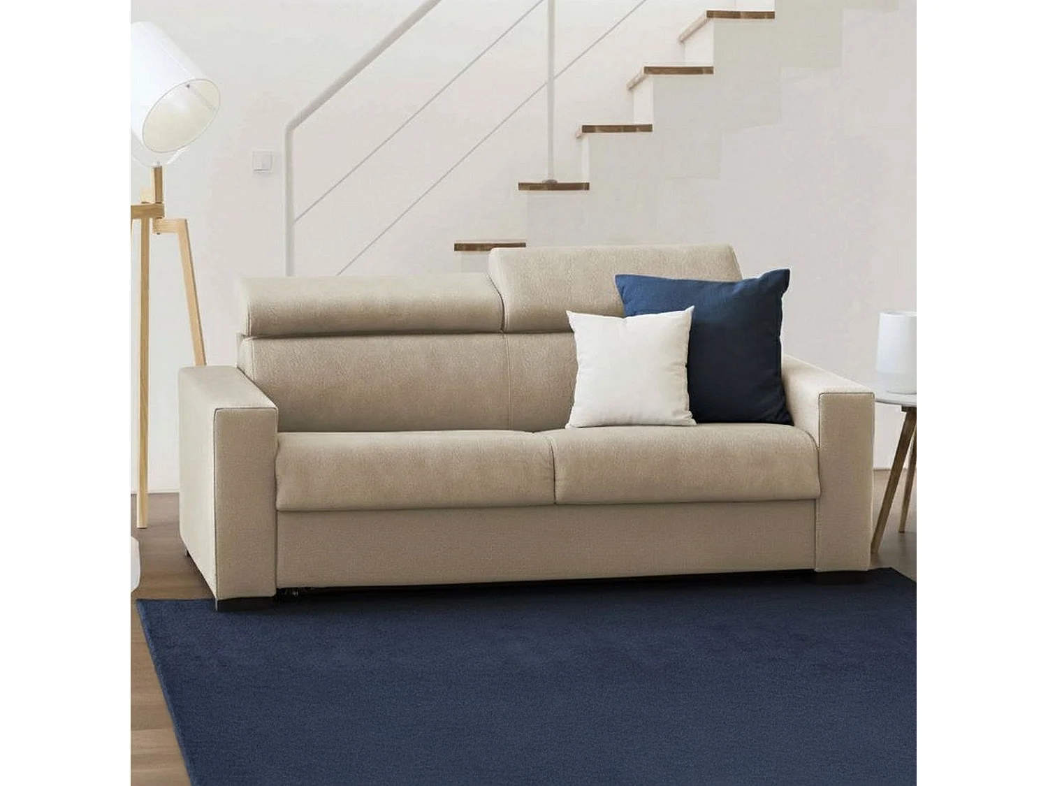 Canapé fixe Dgambar, Canapé 2 places, 100% Made in Italy, Canapé Salon, en tissu matelassé, avec appuis-tête réglables et accoudoirs standard, Cm 180x95h85, Beige