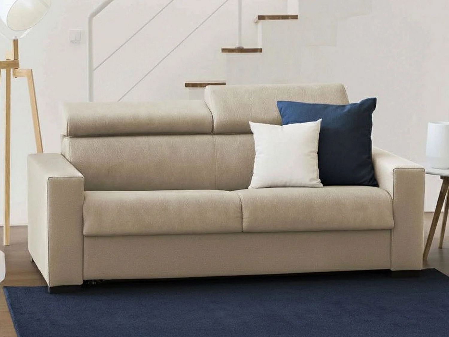 Canapé fixe Dgambar, Canapé 2 places, 100% Made in Italy, Canapé Salon, en tissu matelassé, avec appuis-tête réglables et accoudoirs standard, Cm 180x95h85, Beige