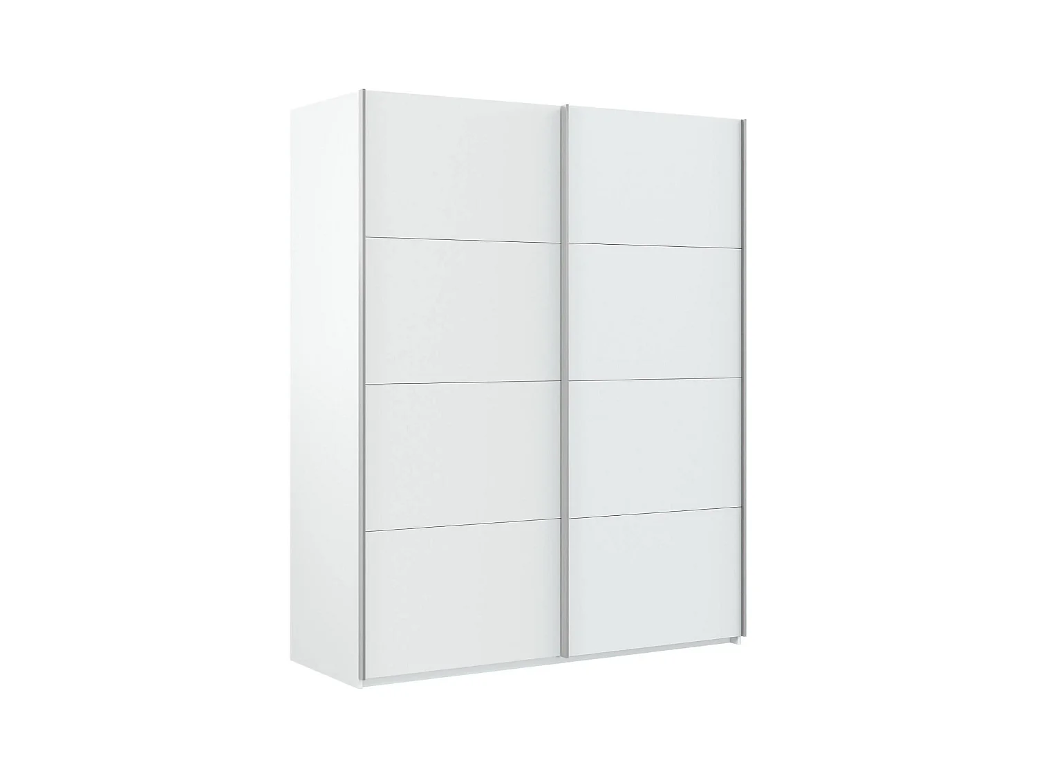 Armoire Dmace, Armoire de chambre avec 2 portes coulissantes, Armoire avec tringle à vêtements et 2 étagères, 150x60h200 cm, Blanc brillant