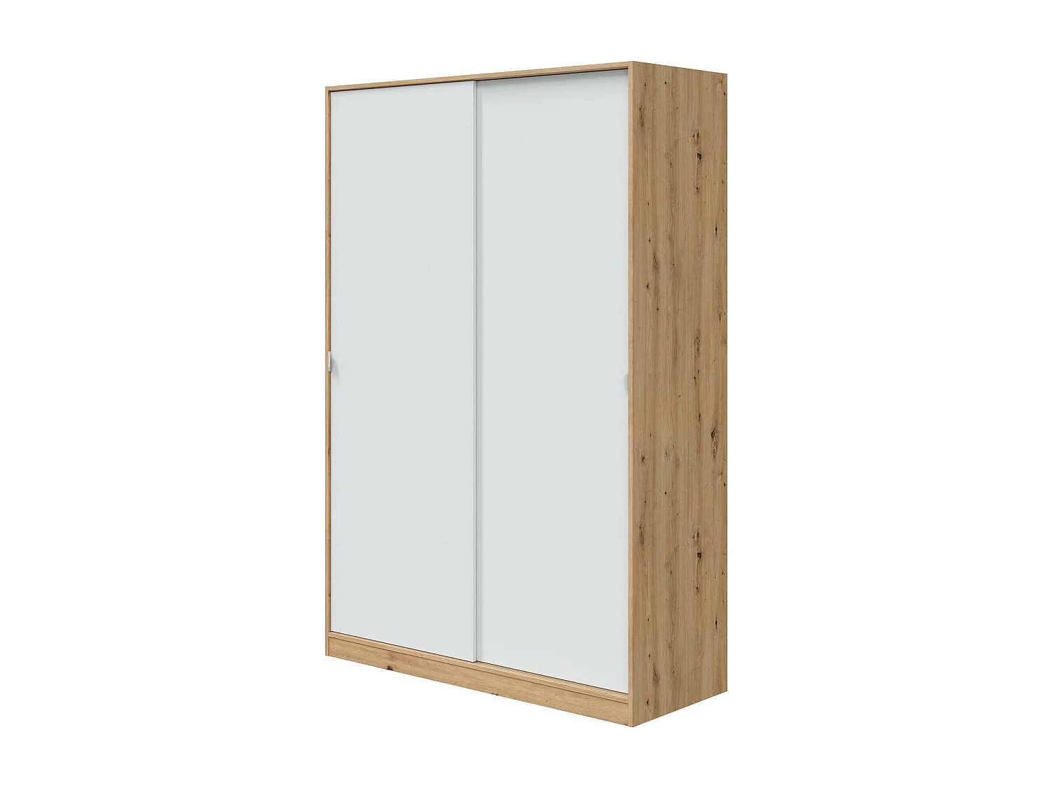 Armoire Dnoce, Armoire de chambre avec 2 portes coulissantes, Armoire avec 3 étagères et tringle à vêtements, 120x50h200 cm, Blanc et Chêne Noeud