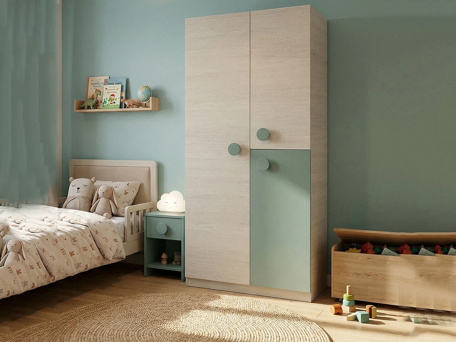 Guardaroba 3 Ante Aronia, 3 Ripiani, 52x90 cm Grigio, Armadio Camera da Letto