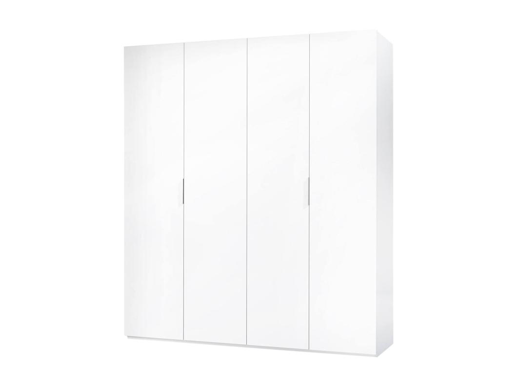 Dfusell kledingkast, Slaapkamerkast met 4 draaideuren, Kast met 2 planken en kledingroede, 180x52h200 cm, Wit
