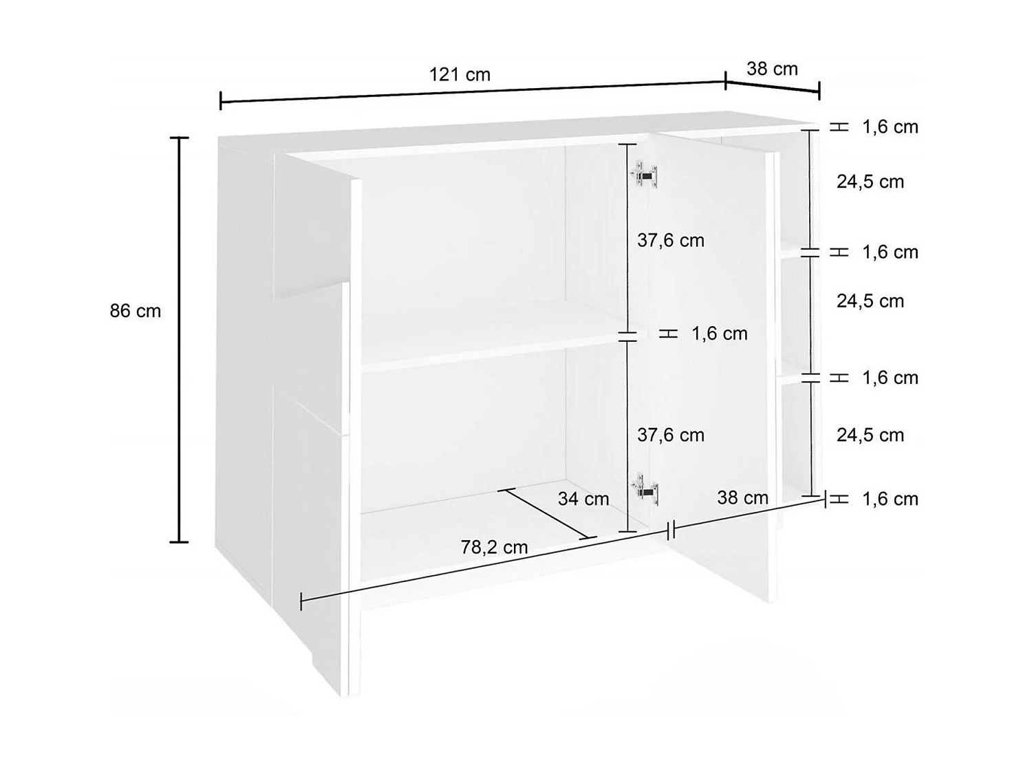 Buffet Dmarti, Buffet de salon multifonctionnel, Buffet de salon 2 portes, 100% Made in Italy, 121x38h86 cm, Ciment