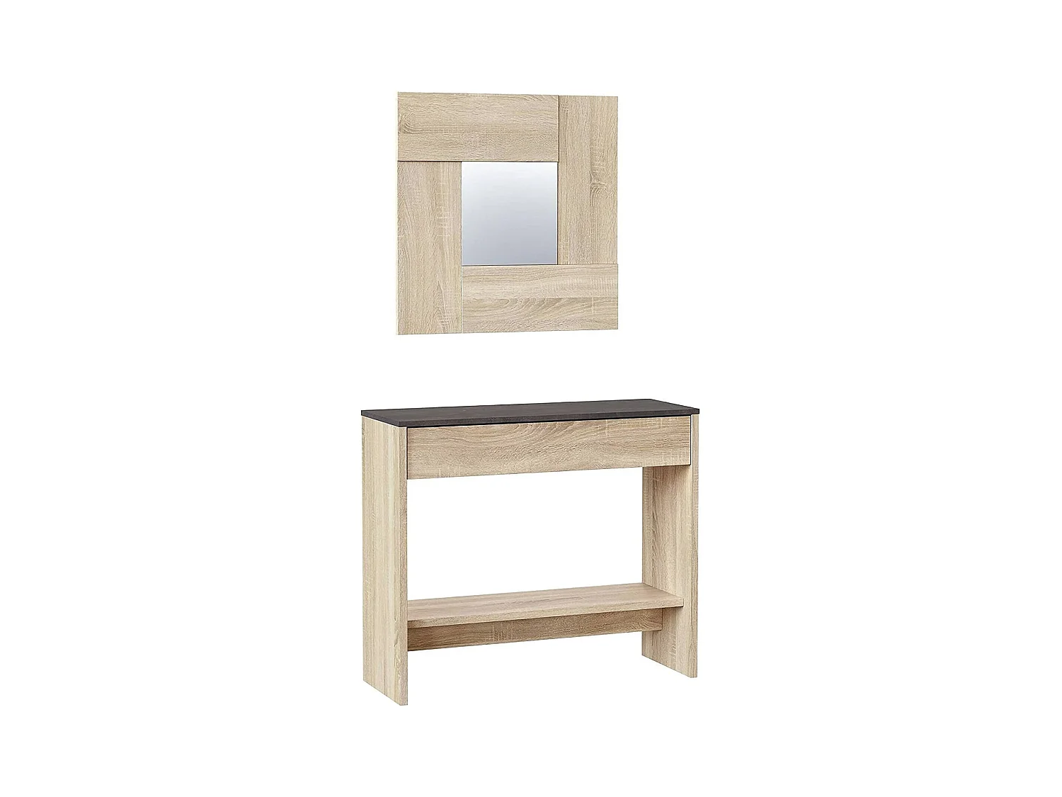 Meuble d'entrée Ddrag, Entrée avec miroir, Meuble avec tiroir et étagère pour entrée, Armoire moderne pour hall d'entrée, 92x33h149 cm, Chêne et Noyer
