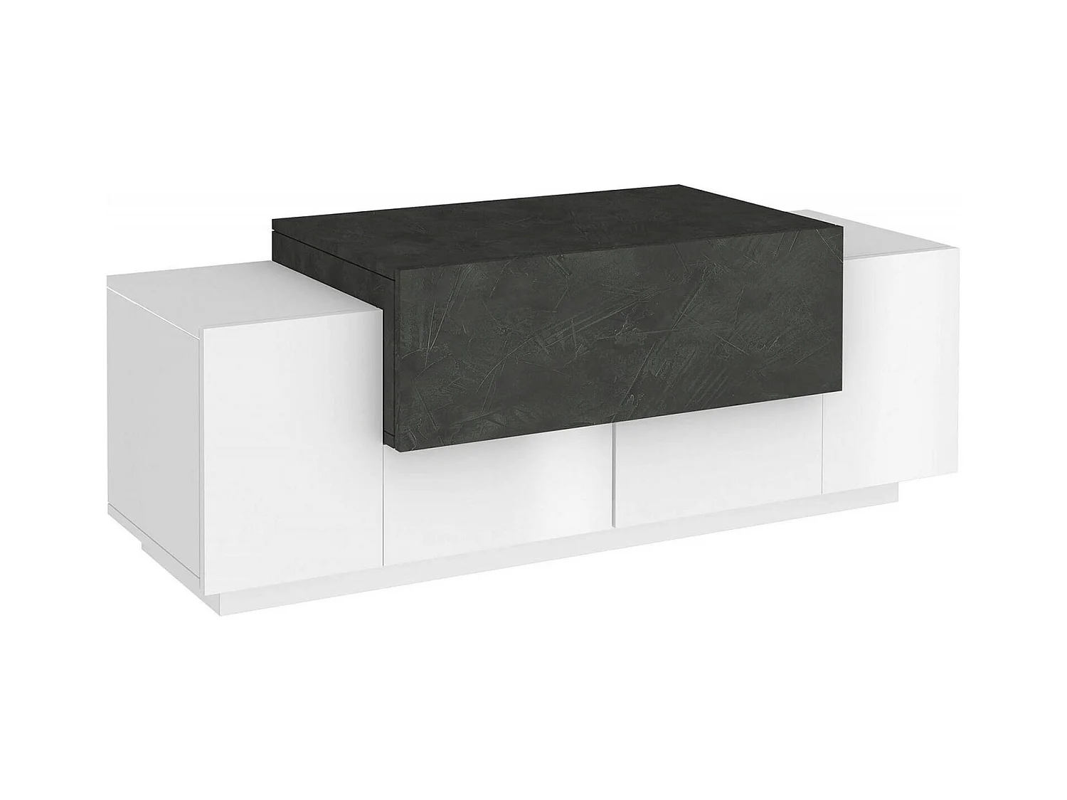 Meuble d'entrée Djallo, entrée multifonction moderne, casier polyvalent pour hall d'entrée, 100% Made in Italy, 120x45h46 cm, blanc brillant et ardoise