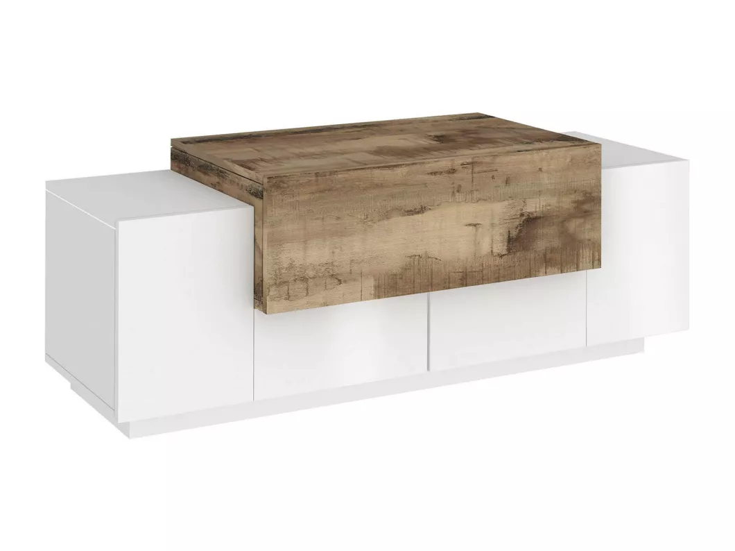 Kauf Unique Eingangsmöbel Djallo, Moderner multifunktionaler Eingangsbereich, Mehrzweckschrank für Eingangsbereich, 100 % Made in Italy, cm 120x45h46, glänzend weiß und Ahorn