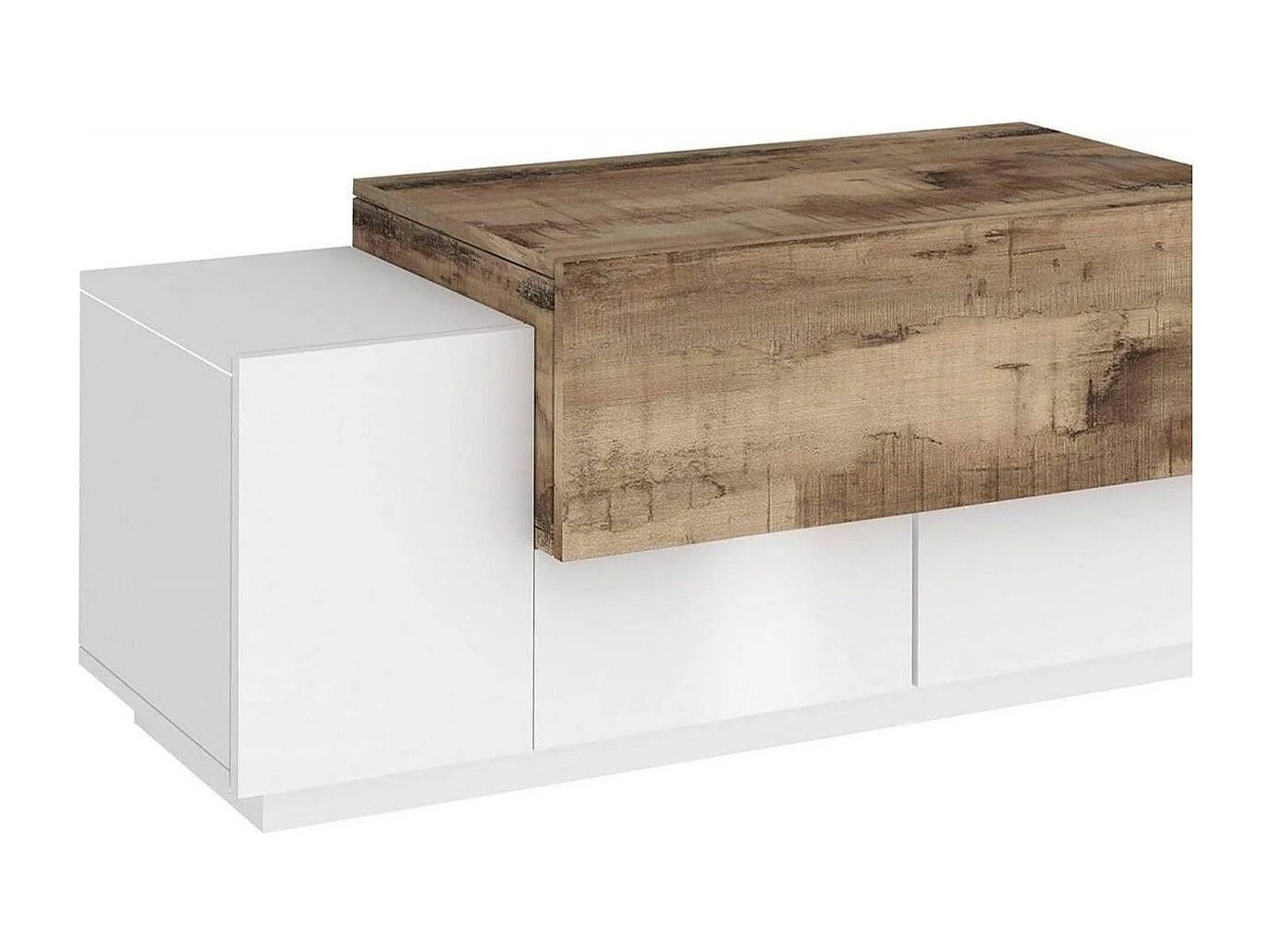 Meuble d'entrée Djallo, entrée multifonction moderne, casier polyvalent pour hall d'entrée, 100% Made in Italy, 120x45h46 cm, blanc brillant et érable