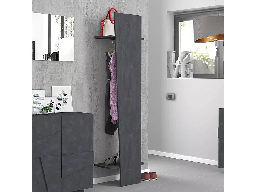 Eingangsmöbel Dmasell, Moderne multifunktionale Eingangshalle, Mehrzweckschrank für Eingangshalle, 100% Made in Italy, cm 50x30h200, Schiefer