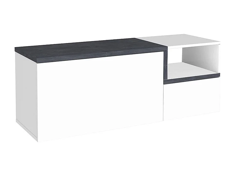 Ddarmia entreemeubilair, moderne multifunctionele entree, multifunctionele locker voor inkomhal, 100% Made in Italy, 120x40h54 cm, glanzend wit en leisteen