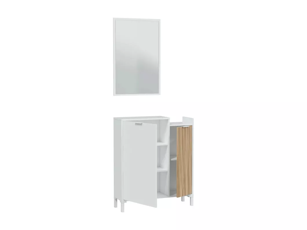 Kauf Unique Flurmöbel Dodd, Flur mit 2 Türen, Kleiderschrank mit Spiegel, Multifunktionsaufbewahrung, 77x24h91 cm, Weiß und Eiche