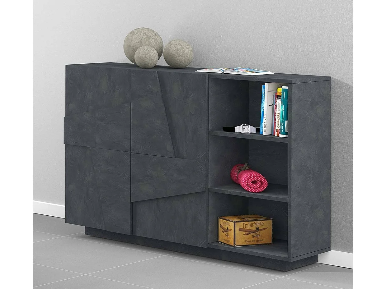 Dmartí entreemeubilair, moderne multifunctionele entree, multifunctionele locker voor inkomhal, 100% Made in Italy, 121x38h86 cm, leisteen