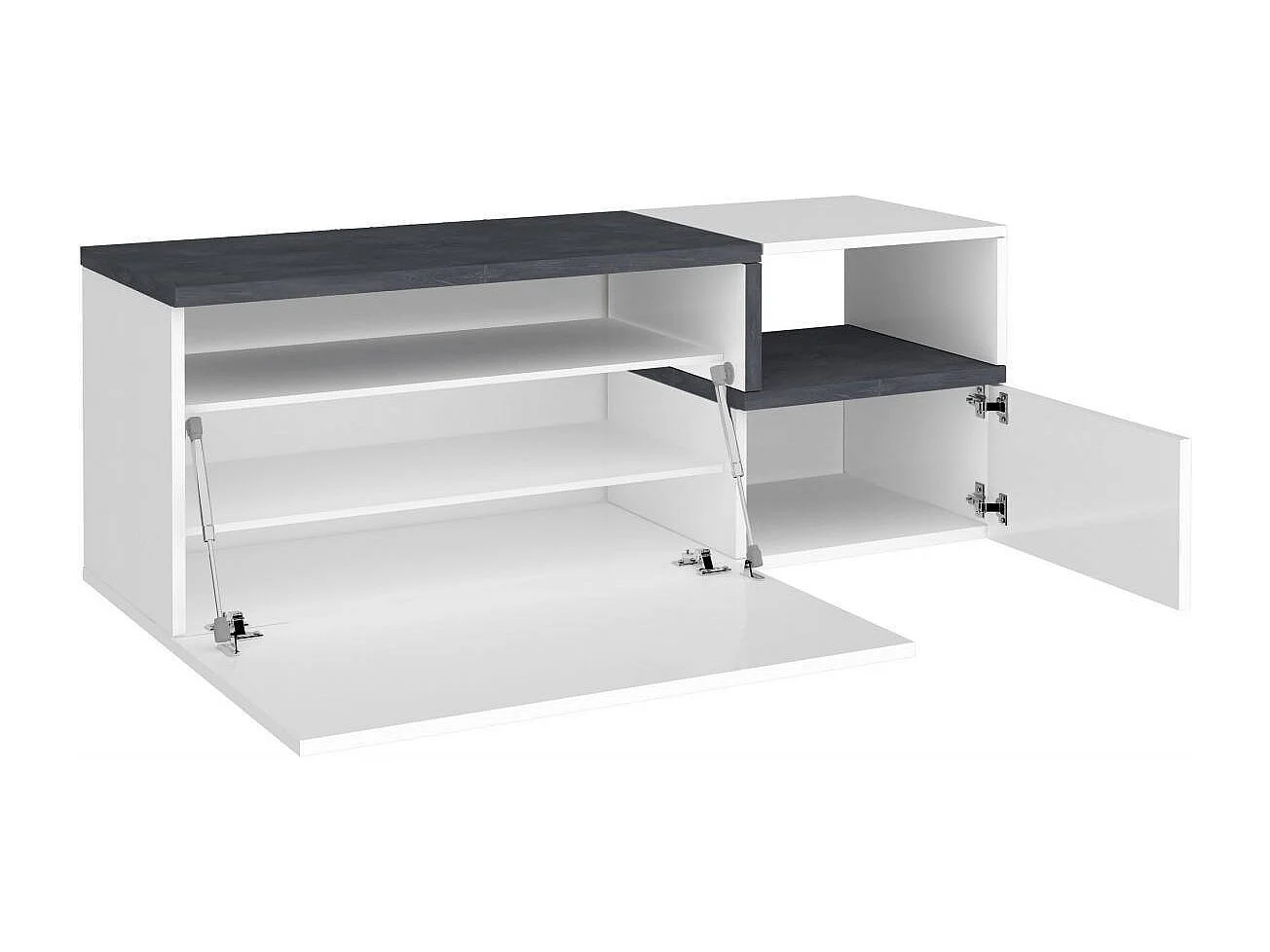 Dmora - Mobile da ingresso Graziella, cm 120x40h54, Bianco lucido e Ardesia