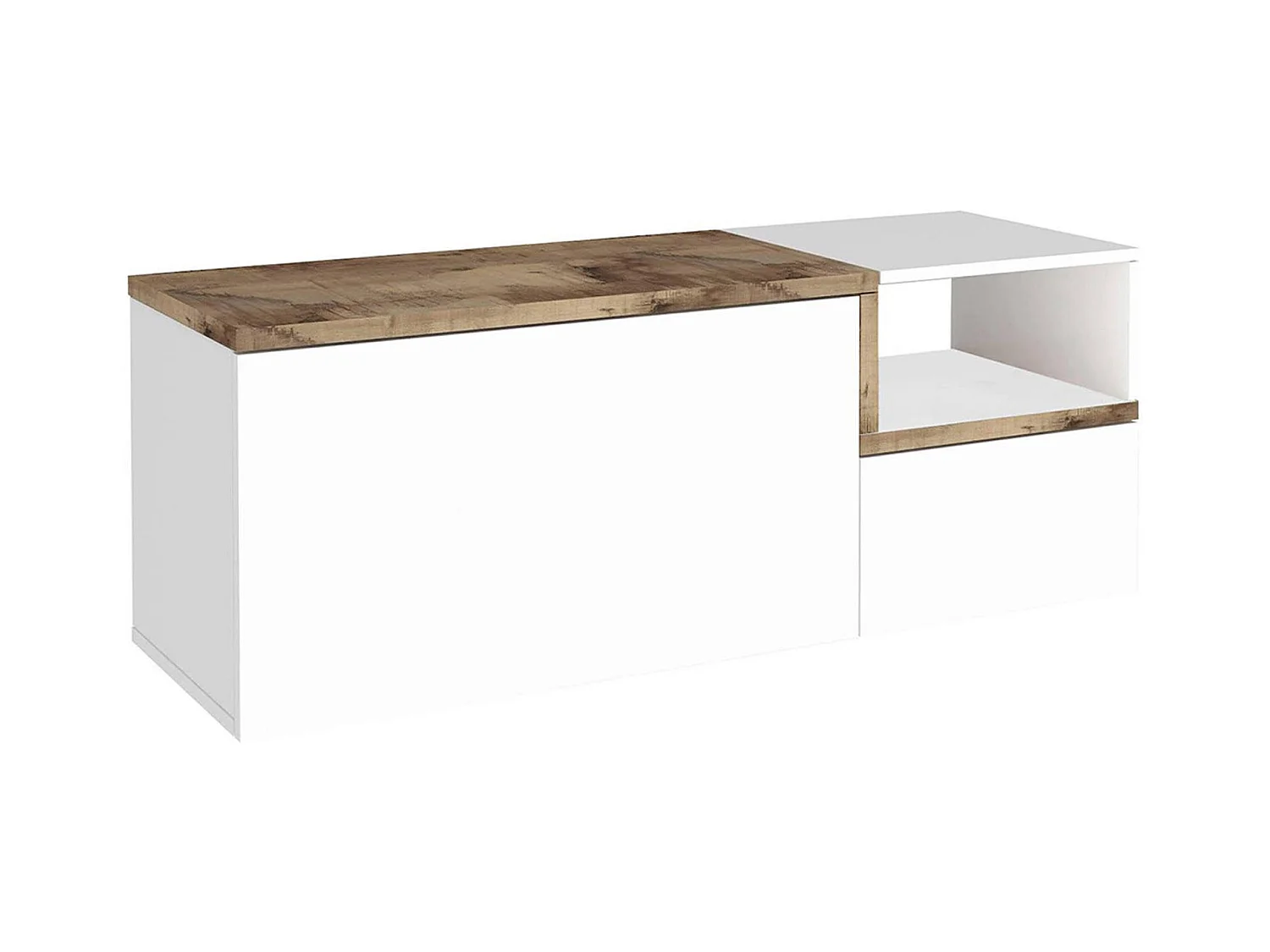 Meuble d'entrée Ddarmia, entrée multifonction moderne, casier polyvalent pour hall d'entrée, 100% Made in Italy, 120x40h54 cm, blanc brillant et érable