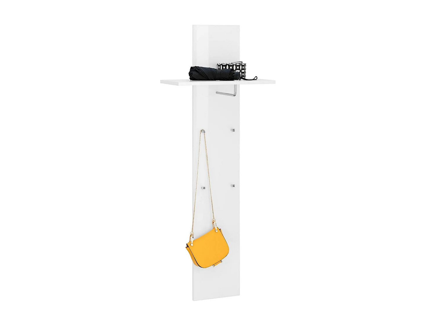 Mobilier d'entrée Dlentin, Entrée multifonction moderne, Casier polyvalent pour hall d'entrée, 100% Made in Italy, 50x27h140 cm, Blanc brillant