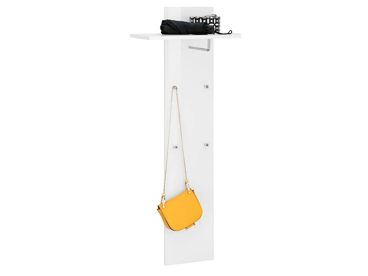 Mobilier d'entrée Dlentin, Entrée multifonction moderne, Casier polyvalent pour hall d'entrée, 100% Made in Italy, 50x27h140 cm, Blanc brillant