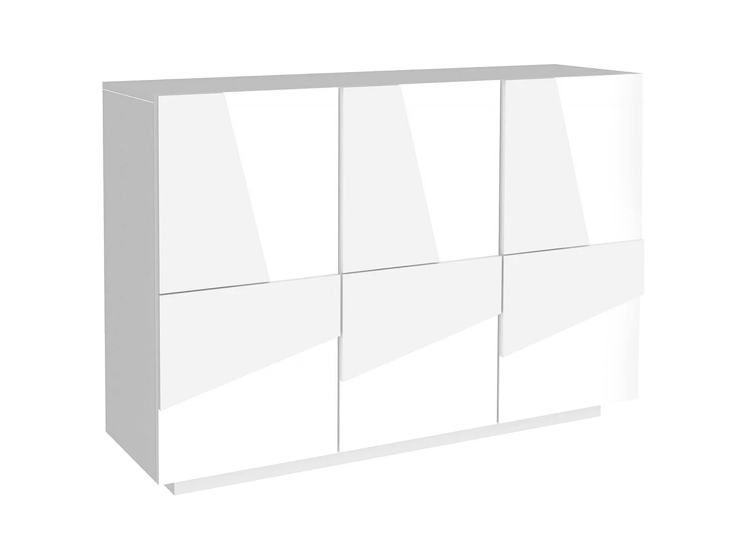 Buffet Dcircat, Buffet de salon multifonction, Buffet de salon 3 portes, 100% Made in Italy, 121x38h86 cm, Blanc brillant
