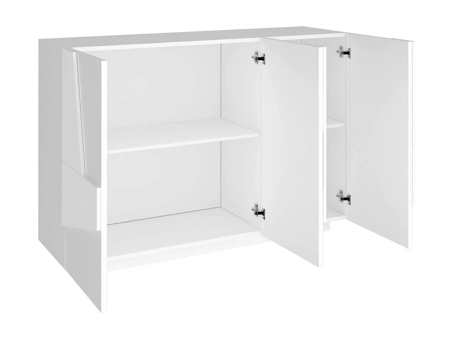 Buffet Dcircat, Buffet de salon multifonction, Buffet de salon 3 portes, 100% Made in Italy, 121x38h86 cm, Blanc brillant