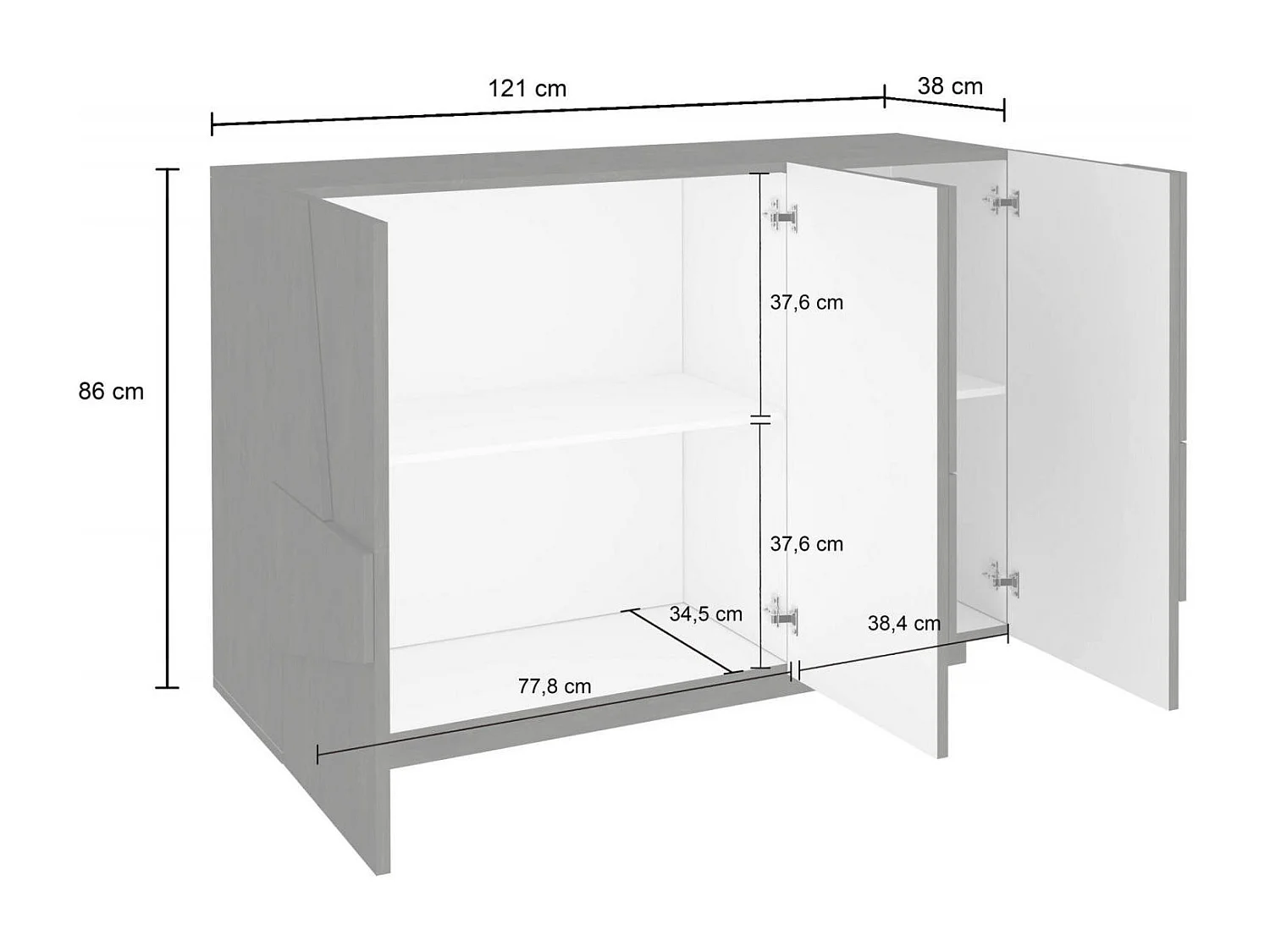 Dmartí entreemeubilair, moderne multifunctionele entree, multifunctionele locker voor inkomhal, 100% Made in Italy, 121x38h86 cm, Glanzend wit