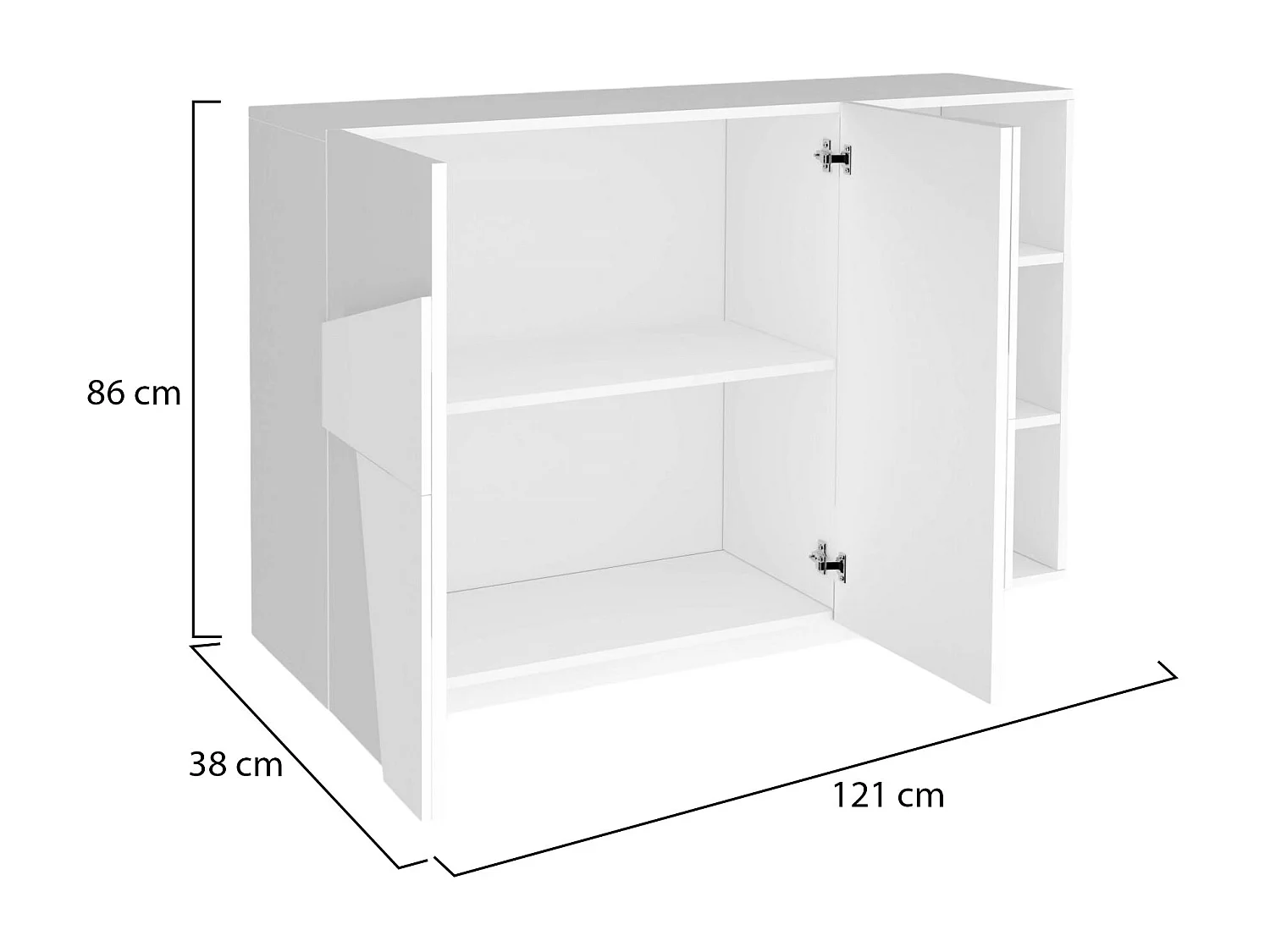 Eingangsmöbel Dmartí, Moderner Multifunktionseingang, Mehrzweckschrank für Atrium, 100% Made in Italy, cm 121x38h86, glänzend weiß