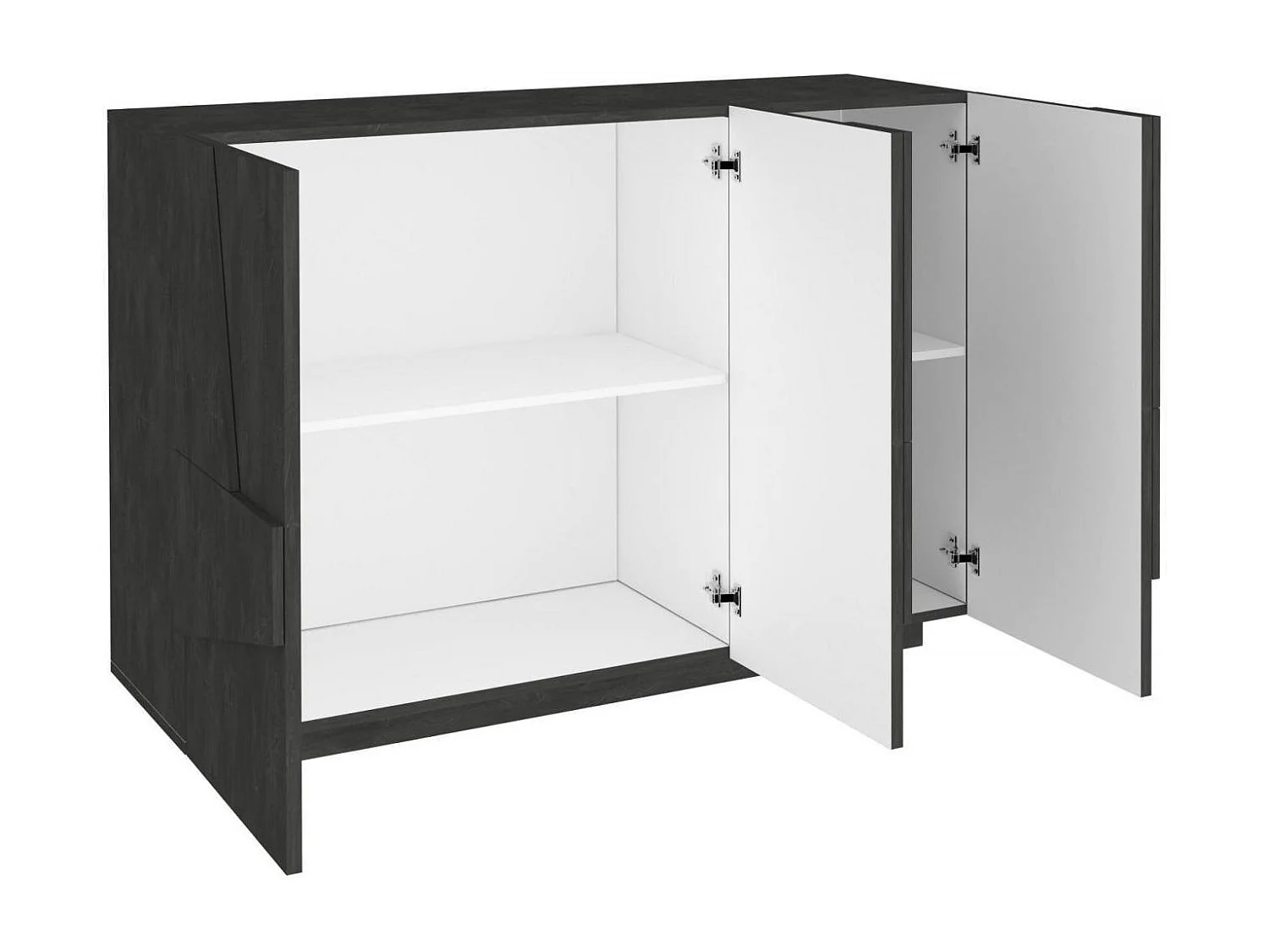 Buffet Dcircat, Buffet de salon multifonction, Buffet de salon 3 portes, 100% Made in Italy, 121x38h86 cm, Ardoise