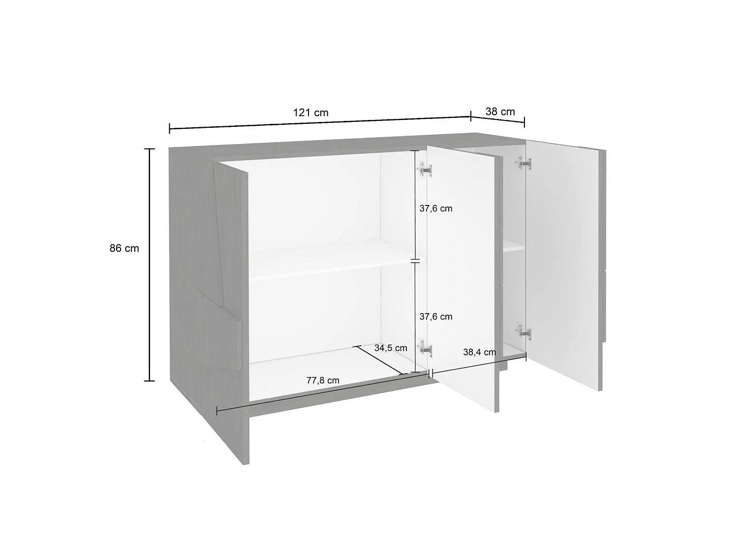 Móveis de entrada Dcircat, Entrada multifuncional moderna, Armário multiuso para hall de entrada, 100% Fabricado na Itália, 121x38h86 cm, Cimento