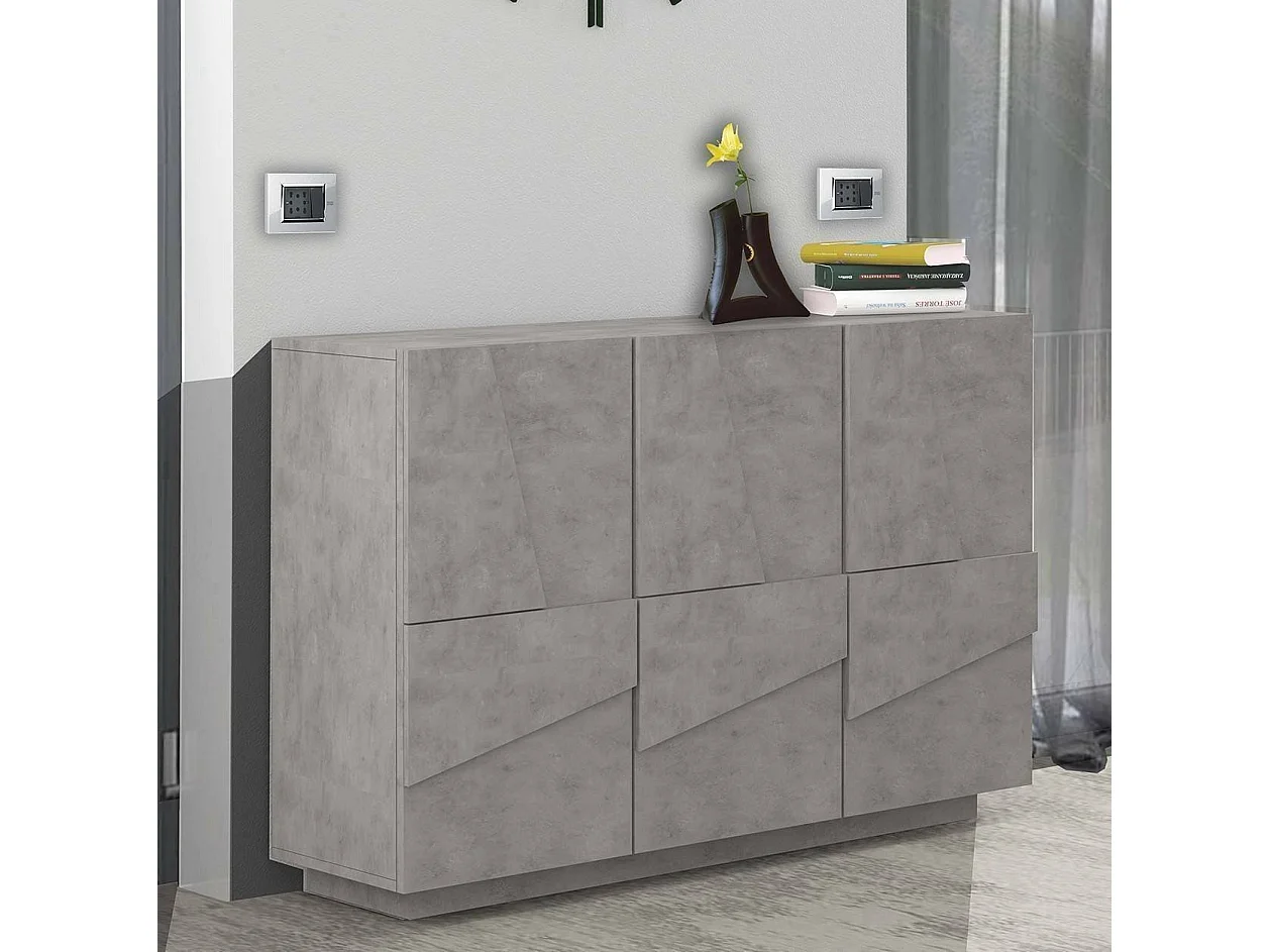 Móveis de entrada Dcircat, Entrada multifuncional moderna, Armário multiuso para hall de entrada, 100% Fabricado na Itália, 121x38h86 cm, Cimento