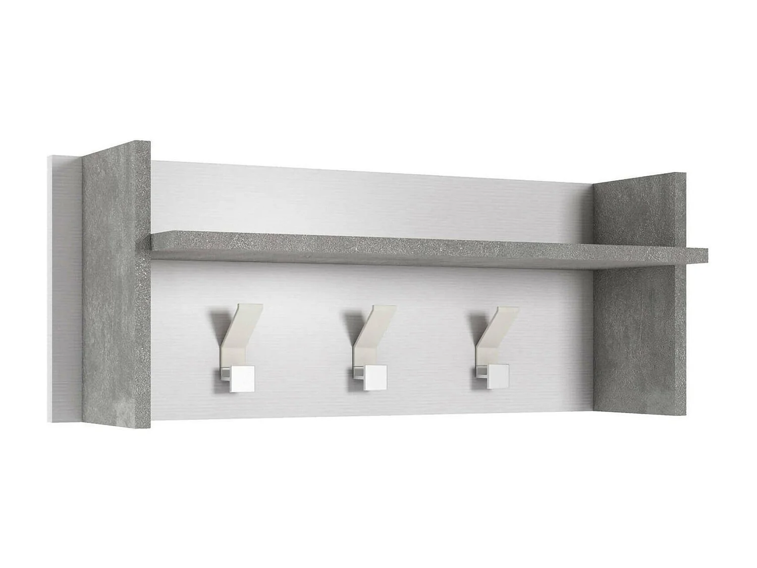 Eingangsmöbel Dkornvi, Garderobenständer mit 3 Haken, Regal zur Aufbewahrung im Flur, 100% Made in Italy, 90x29h34 cm, WeiÃŸ und Beton