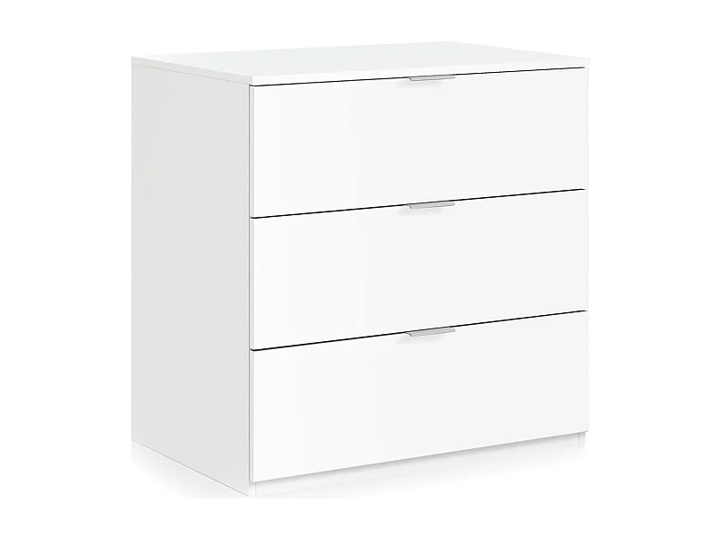 Schubladenblock Dantist, Moderne Kommode mit 3 Schubladen, Niedrige Kommode für Schlafzimmer, Mobil wöchentlich, 77x38h80 cm, WeiÃŸ