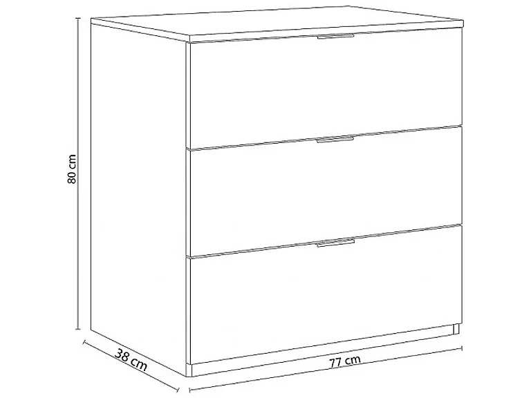 Commode Dantist, Commode moderne avec 3 tiroirs, Commode basse pour la chambre, Armoire à tiroirs, 77x38h80 cm, Blanc