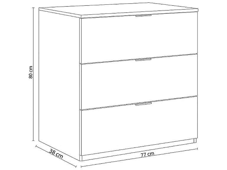 Commode Dantist, Commode moderne avec 3 tiroirs, Commode basse pour la chambre, Armoire à tiroirs, 77x38h80 cm, Blanc