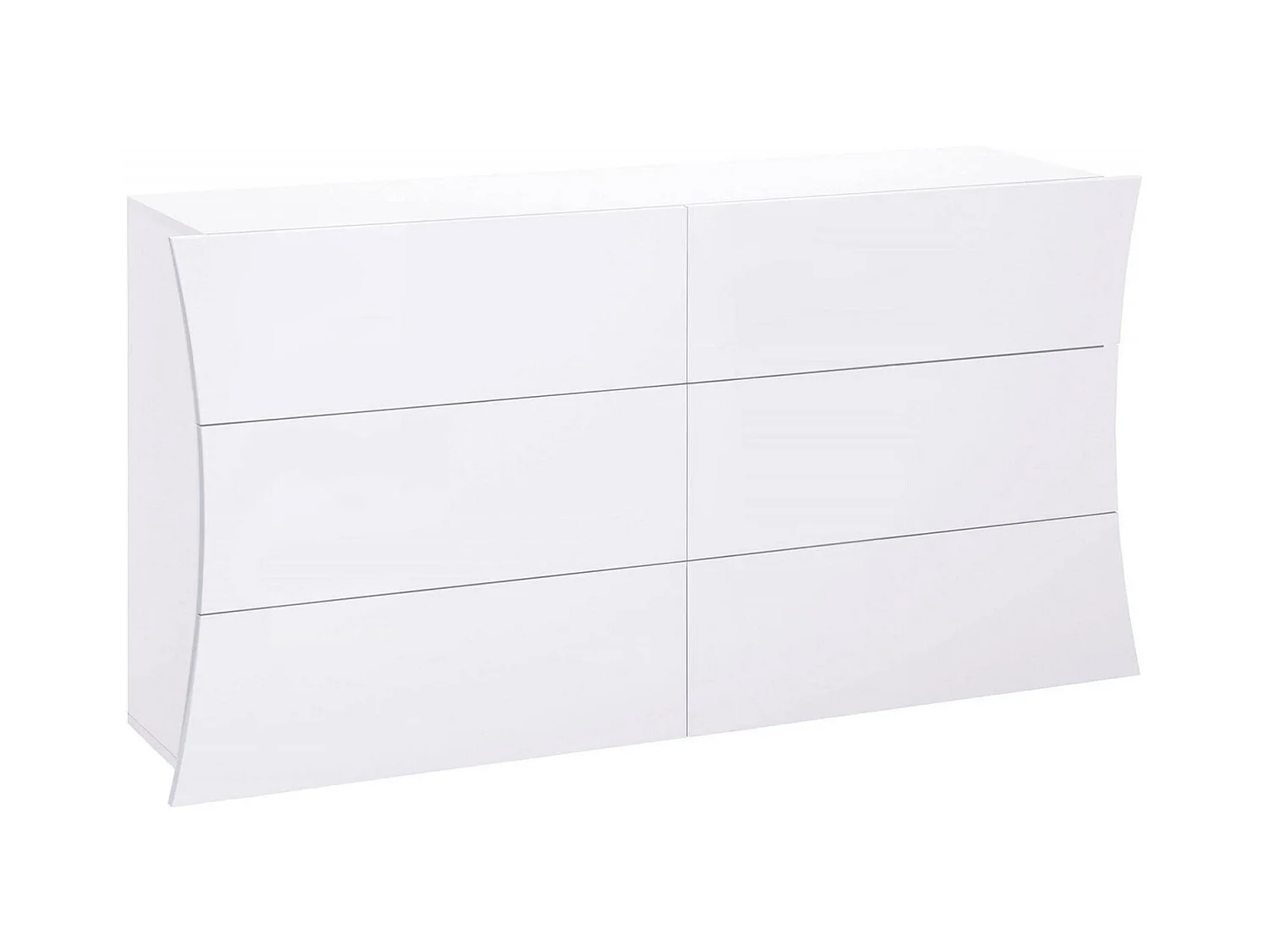 Commode Dhap, Commode 6 tiroirs, Commode de chambre, 100% Made in Italy, Blanc brillant, 155x40h82 cm