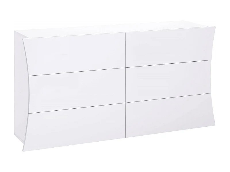 Commode Dhap, Commode 6 tiroirs, Commode de chambre, 100% Made in Italy, Blanc brillant, 155x40h82 cm