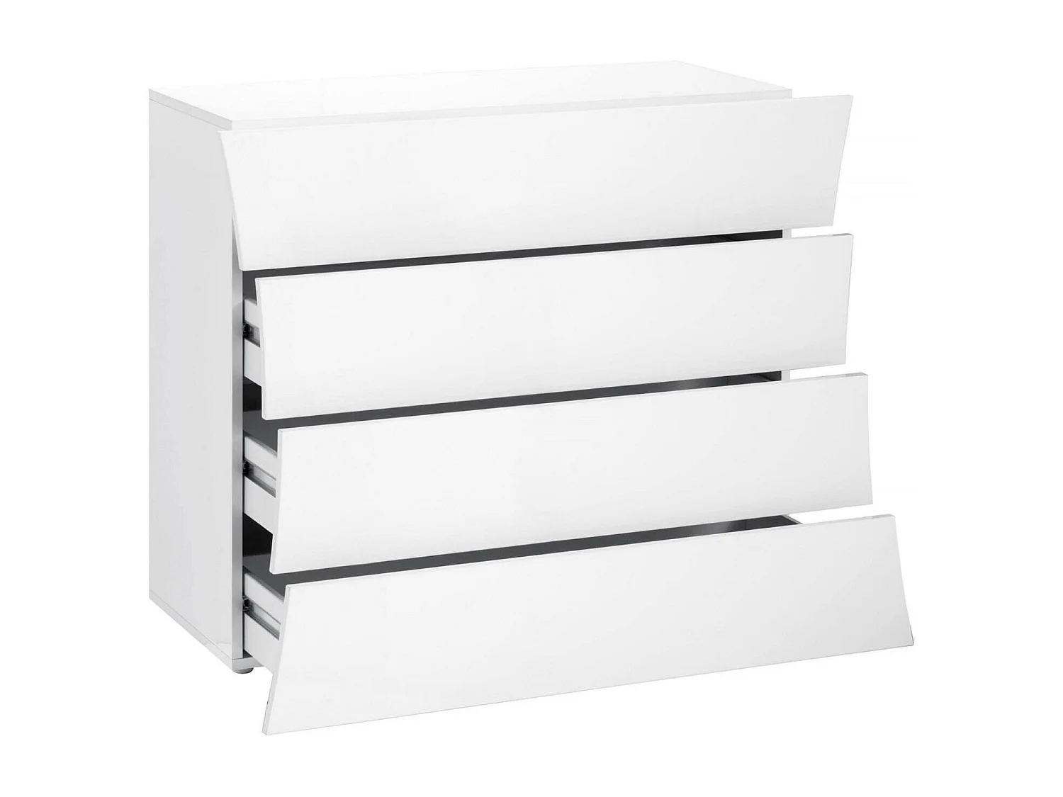 Commode Dabraha, Commode 4 tiroirs, Commode de chambre, 100% Made in Italy, 98x40h82 cm, Blanc brillant